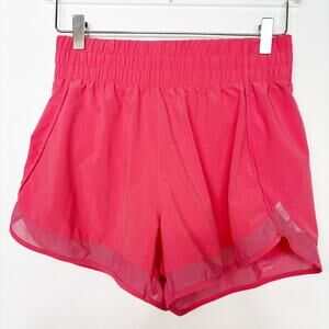 Athleta Women's High Rise Mesh Racer Run 3" Short Coral Athletic S